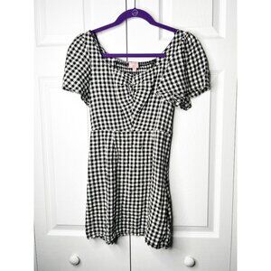 leRumi Violet Gingham Black White Short Sleeve Mini Dress Women's Size Small S